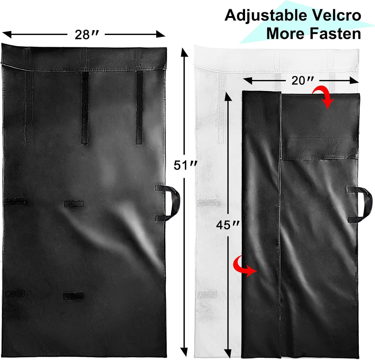 Table Leaf Storage Bag Padded 2 Pack, Adjustable Closure, 51x 28in | Heavy Duty Dining Table Leaf Bag, Extra Thick Flannel Backing Table Leaf Covers for Storage, Water-Resistant, 51x 28in, Black