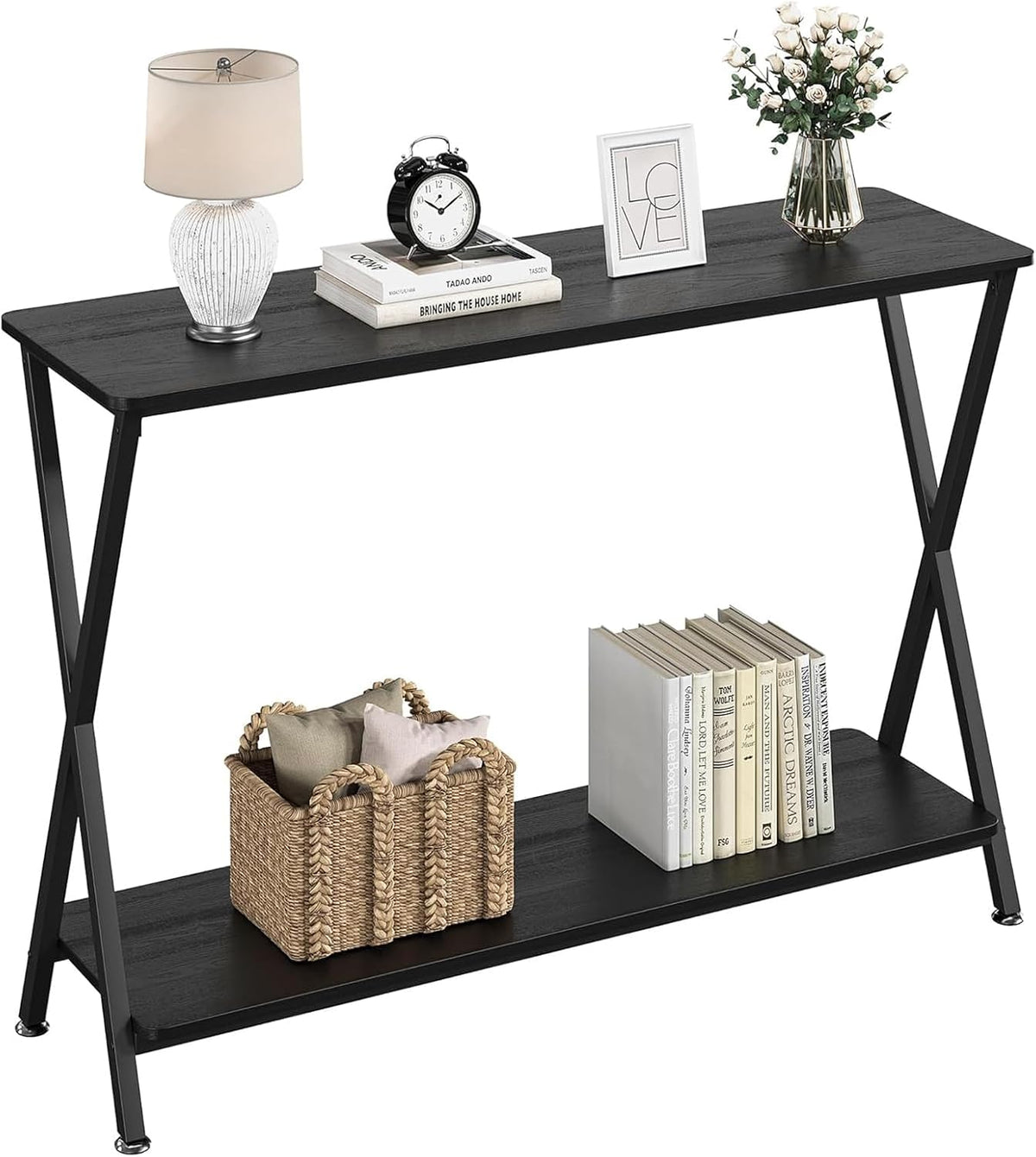 Console Table with Storage Shelf, Narrow Entryway Table, Behind Couch Tables, Thin Sofa Tables for Living Room, Hallway, Bedroom, Foyer