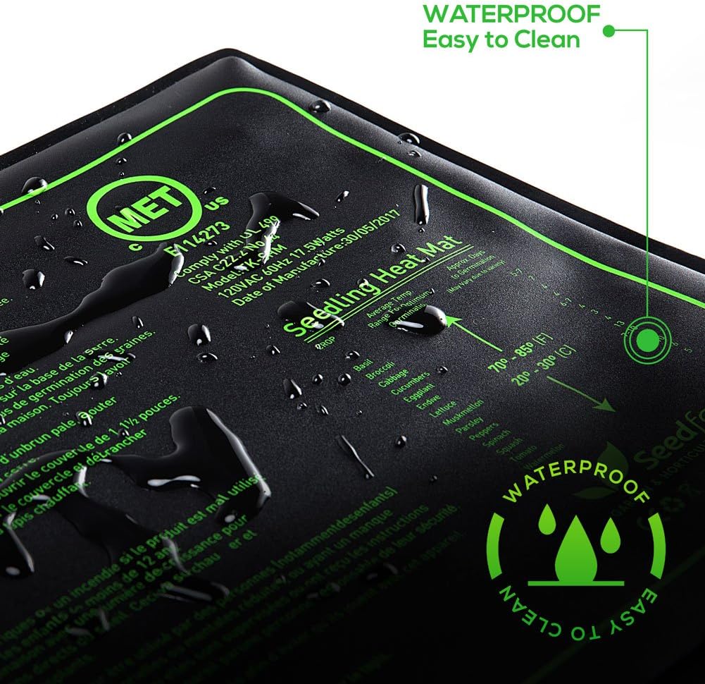 MET Certified Seedling Heat Mat, Seedfactor Waterproof Durable Germination Station Heat Mat, Warm Hydroponic Heating Pad for Indoor Home Gardening Seed Starter(20" x 20")
