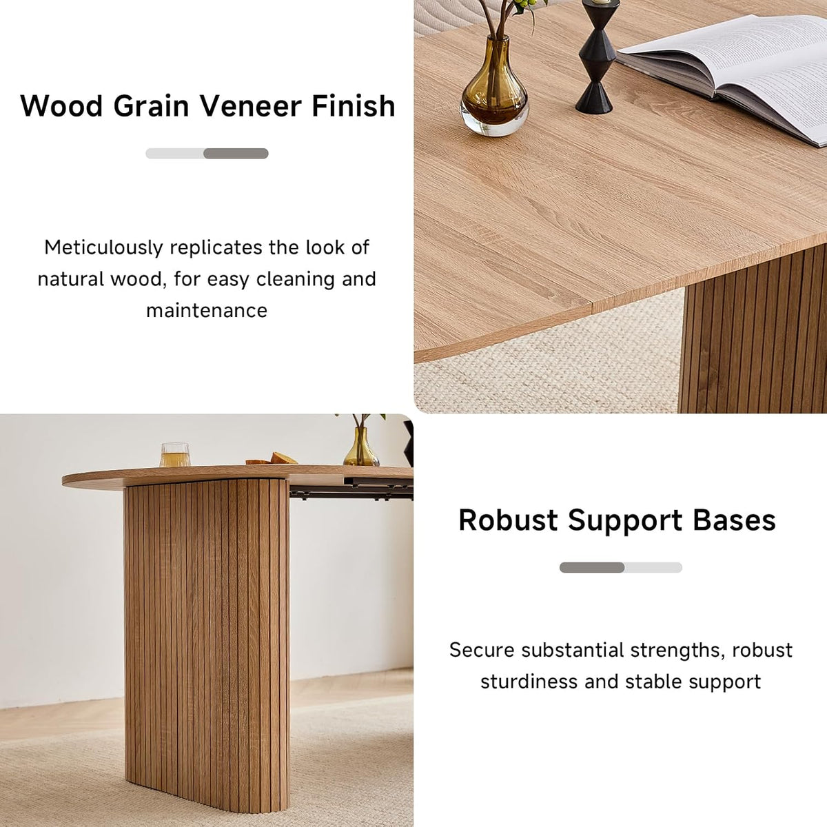 70.8" Modern Dining Table for 6 8 People Farmhouse Kitchen Dinner Table with Large Tabletop Dining Room Table for Dining Living Room Apartment Office Home (Natural)