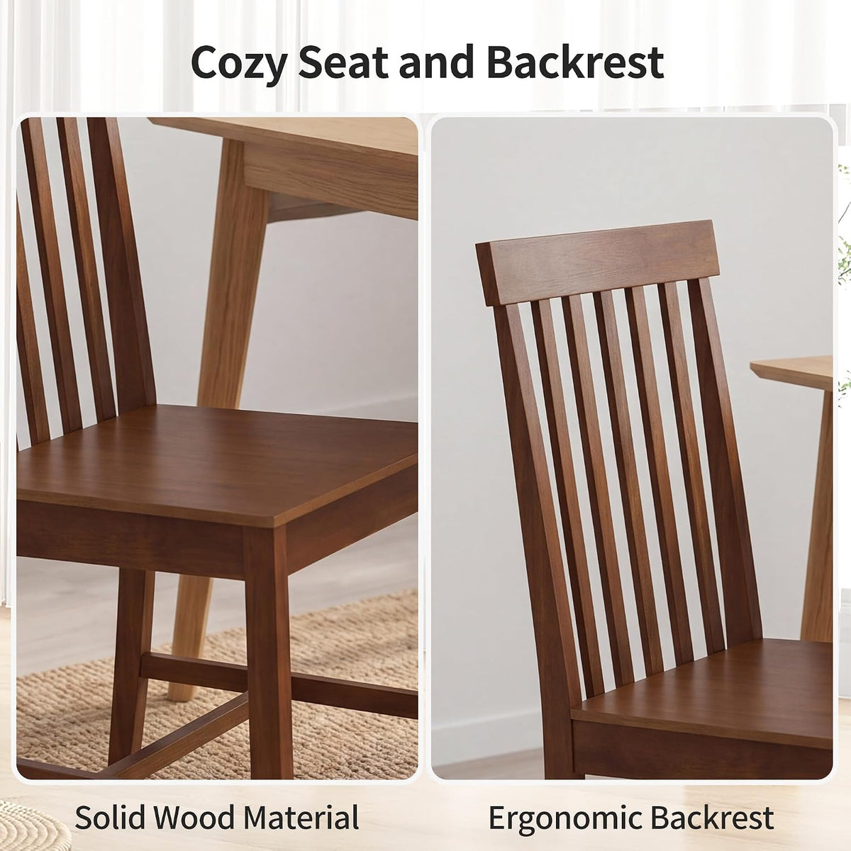 DUHOME Solid Wood Dining Table Set for 4, 5-Piece Farmhouse Kitchen Table Chairs Set of 4,Table and 4 Chairs Set for Small Space&Apartment, Dining Room, Breakfast Nook,Brown