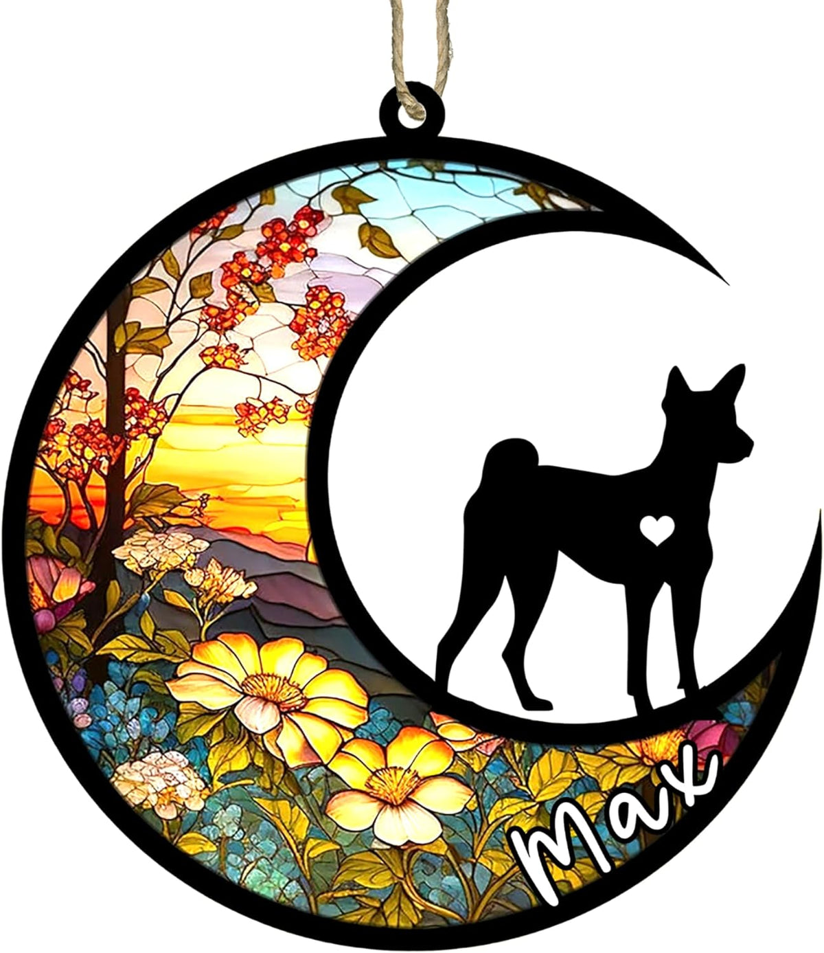 Personalized Dog Memorial, Custom Name Basenji Dog Christmas Ornament with Name, Custom Breeds, Pet Loss Light Catcher, Gifts for Lovers Loss of Pet Sympathy on Mothers Day Christmas
