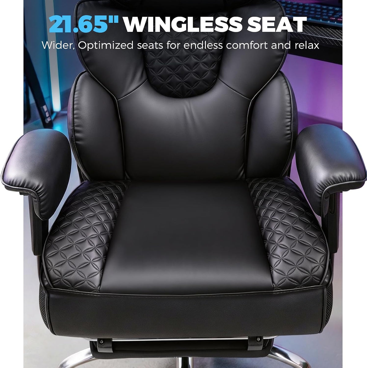 GTPLAYER Big and Tall Gaming Chair Ergonomic Heavy Duty Office Chair Racing Seat with Adjustable Lumbar Pillow Footrest 150° Reclining Thickened Armrests Breathable Mesh for Esports/PC Gaming