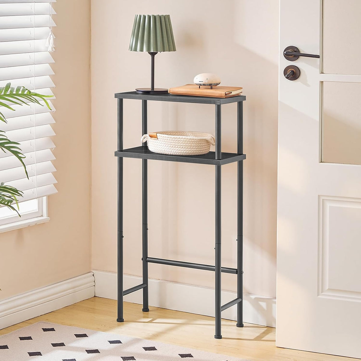HOOBRO Narrow Console Table for Small Space, 15.7" Entryway Table with Storage, 2 Tier Sofa Table with 2 Shelves, Skinny Console Table for Entryway, Hallway, Living Room, Foyer, Black BB40XG01