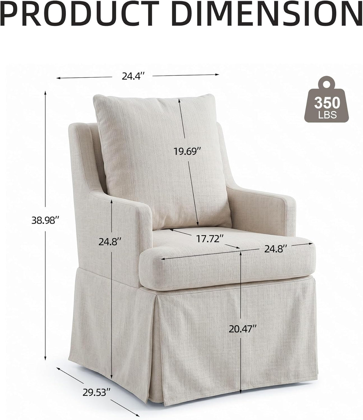 UVV Upholstered Dining Chairs Set of 2, Modern Kitchen Chair Dining Room Chair with 4 Casters, Linen Armchair for Bedroom Reading Room Living Room,Beige