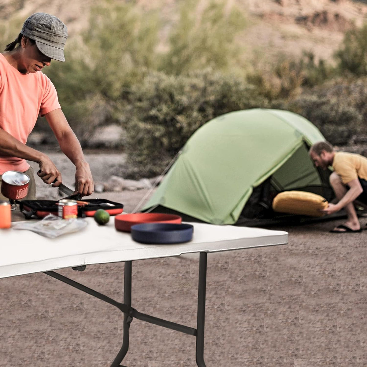 5FT Folding Table,Versatile Foldable Table,Portable | Utility folding table ideal for camping, picnics, parties, and indoor & outdoor events. Lightweight design, easy to store.