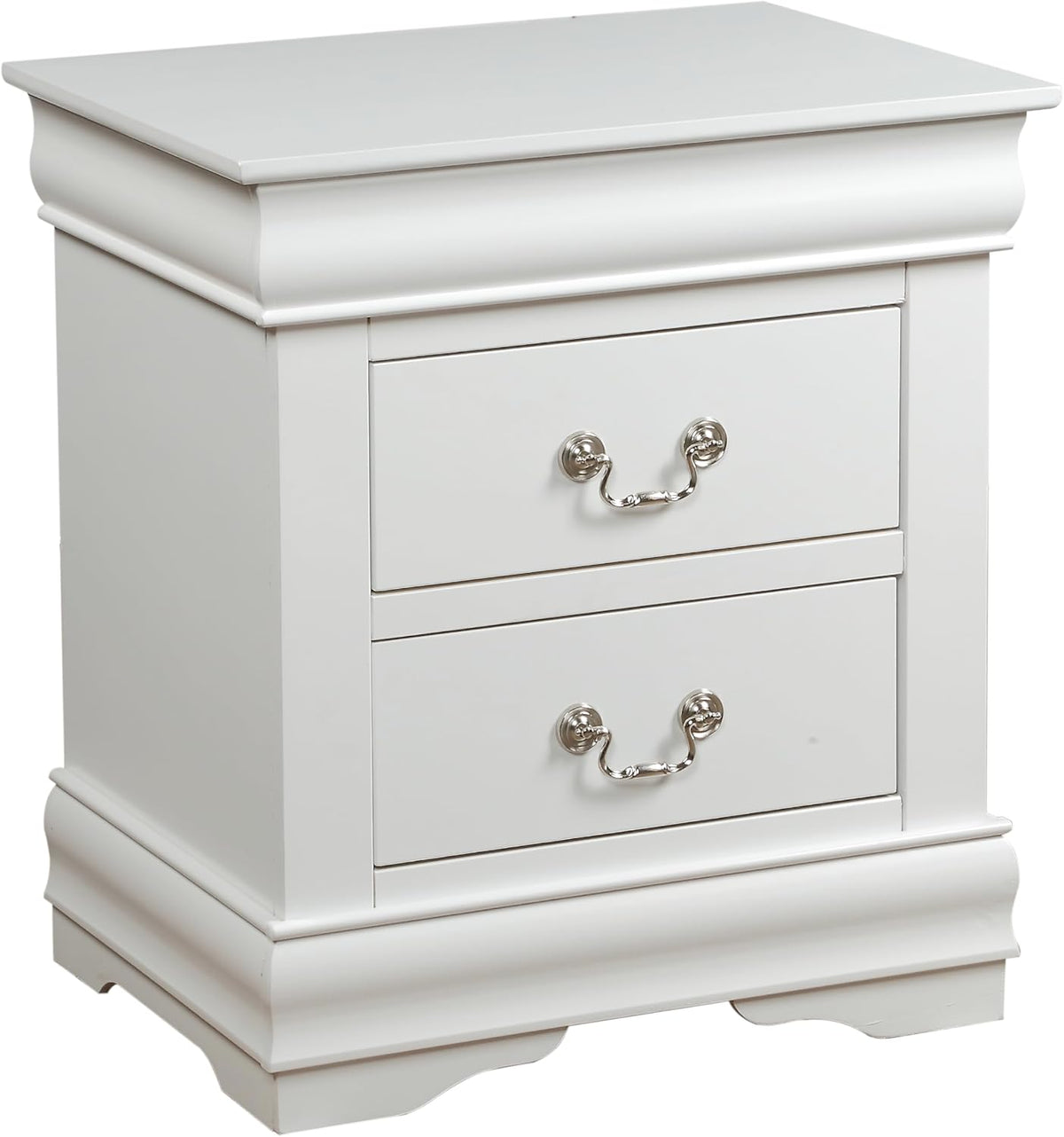 Knocbel Traditional Nightstand End Tables Side Table with 2 Drawers and Metal Handles for Bedroom Living Room Entryway, Fully Assembled, 21" W x 15" D x 24" H White