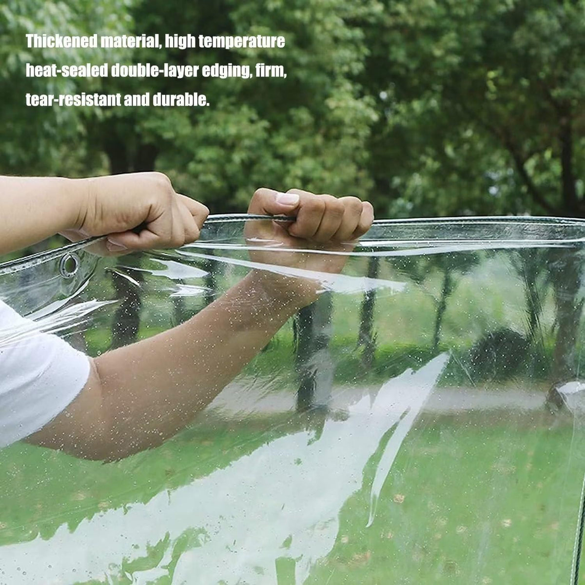 8' X 10' Clear Tarps Heavy Duty Waterproof PVC Vinyl 14 Mil Thick, Glass Tarpaulin with Metal Grommets, Protects Against Water, Tear, Cold Weather Resistan for Greenhouse Balcony Garden