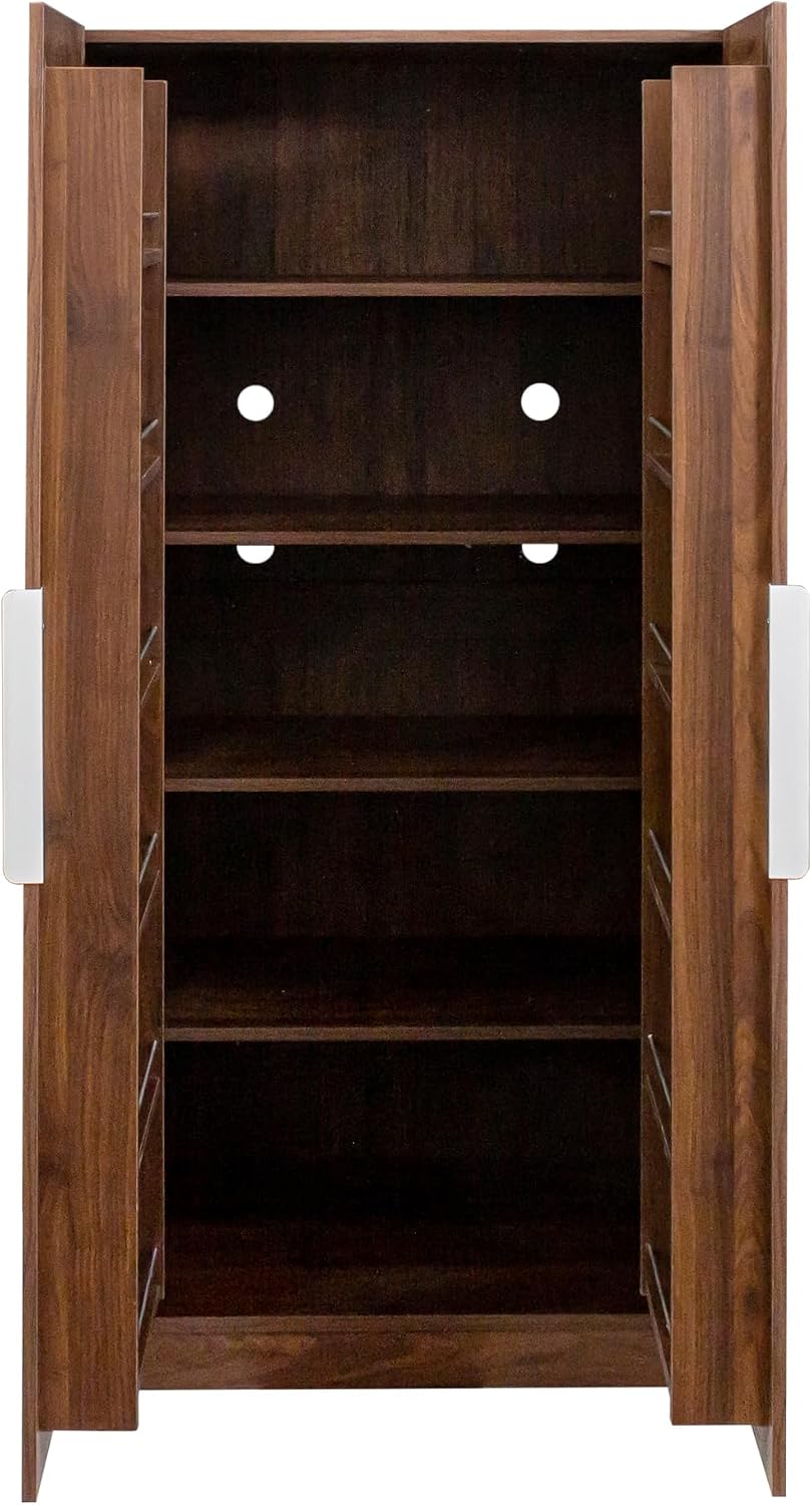 62.9" Kitchen Pantry Cabinet, Freestanding Storage Cabinet with Doors and Shelves, Buffet Sideboard for Kitchen Dining Room Living Room （Brown）
