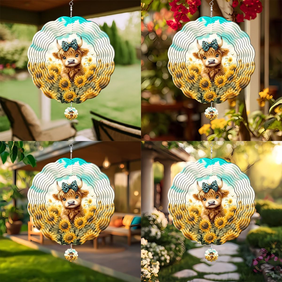 Owl Hanging Wind Spinners for Women Men, 12 Inch Metal 3D, Stainless Steel Hanging Wind Catchers Sculpture for Outside, Christmas Decoration Garden, Unique Gift Xmas