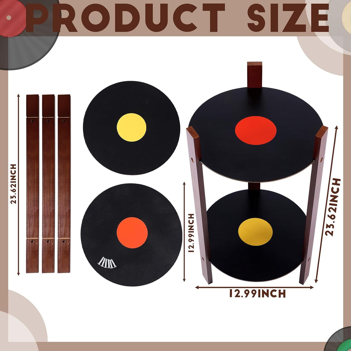 Thyle 2 Pack Record Player Stand Retro 2-Tier End Table Small Sofa Coffee Side Tables Nightstand Bedside Stand Bedroom Record Holder and Multi-Functional End Table for Living Room