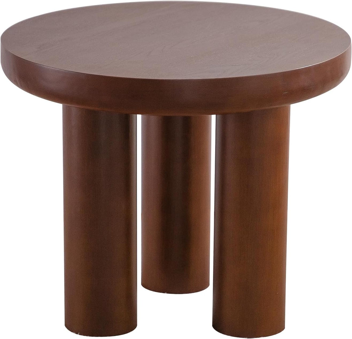 24" Walnut End Table, Simple End Table, Handcrafted Solid Round Table for Living Room, Apartment, Easy Assembly.