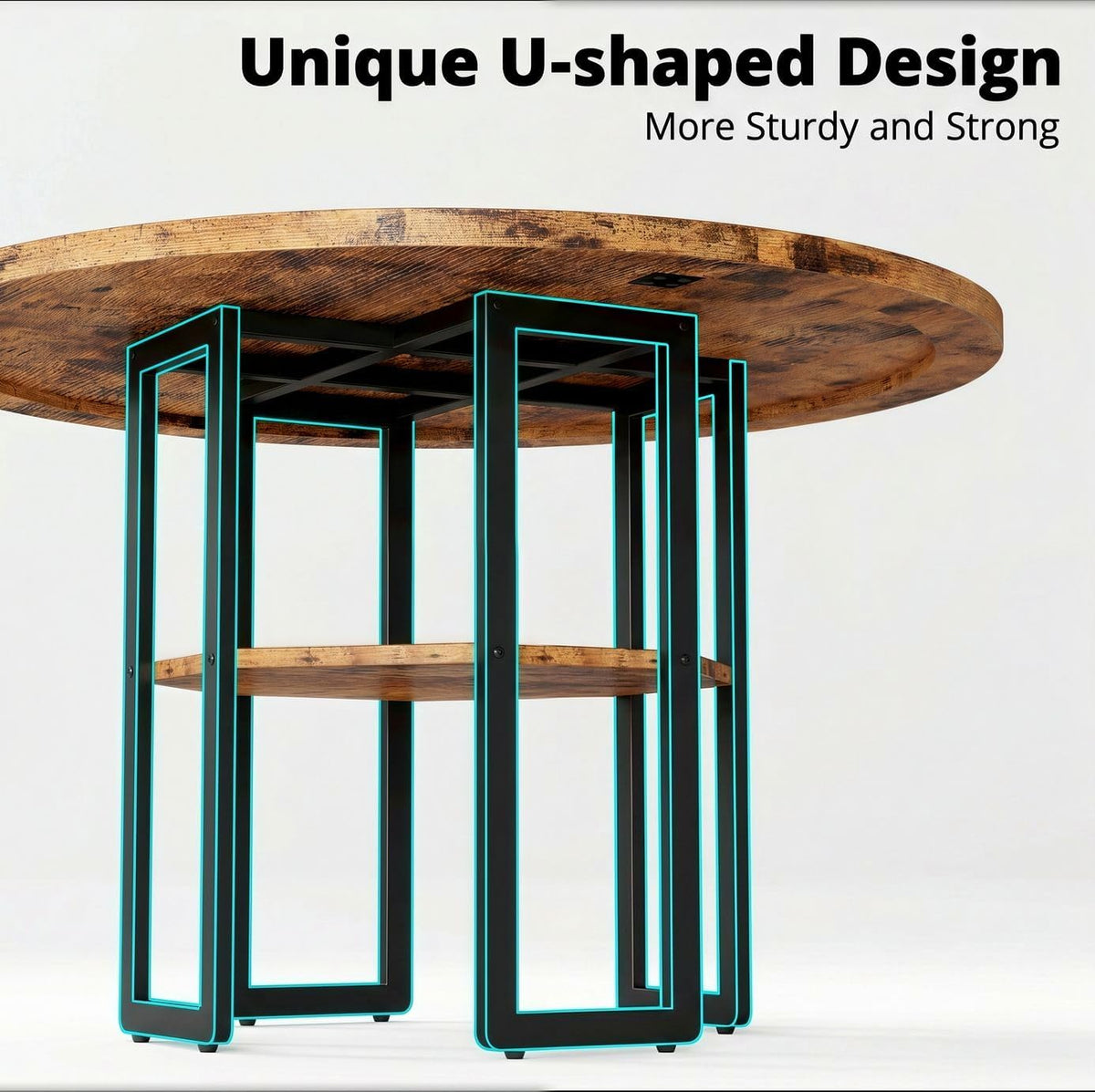 IRONCK Dining Table Set for 4, Round Dining Table and Chairs, Kitchen Table and Chairs for 4, 47 inch Cirecle Dining Room Table with 4 Chairs for Small Space