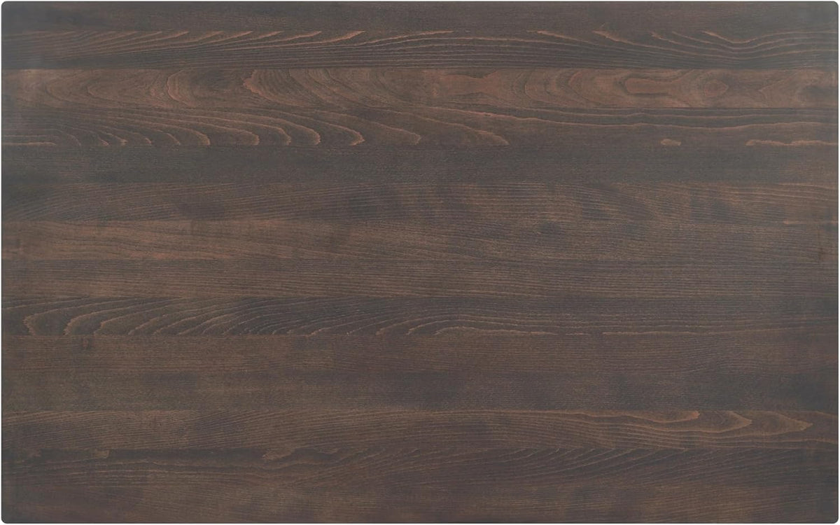 Flash Furniture Bennett 30" x 48" Solid Wood Commercial Indoor Tabletop in Dark Brown with Dual 5" x 22" Dining Height Black Cast Iron T Bases, 400 lb. Static Capacity