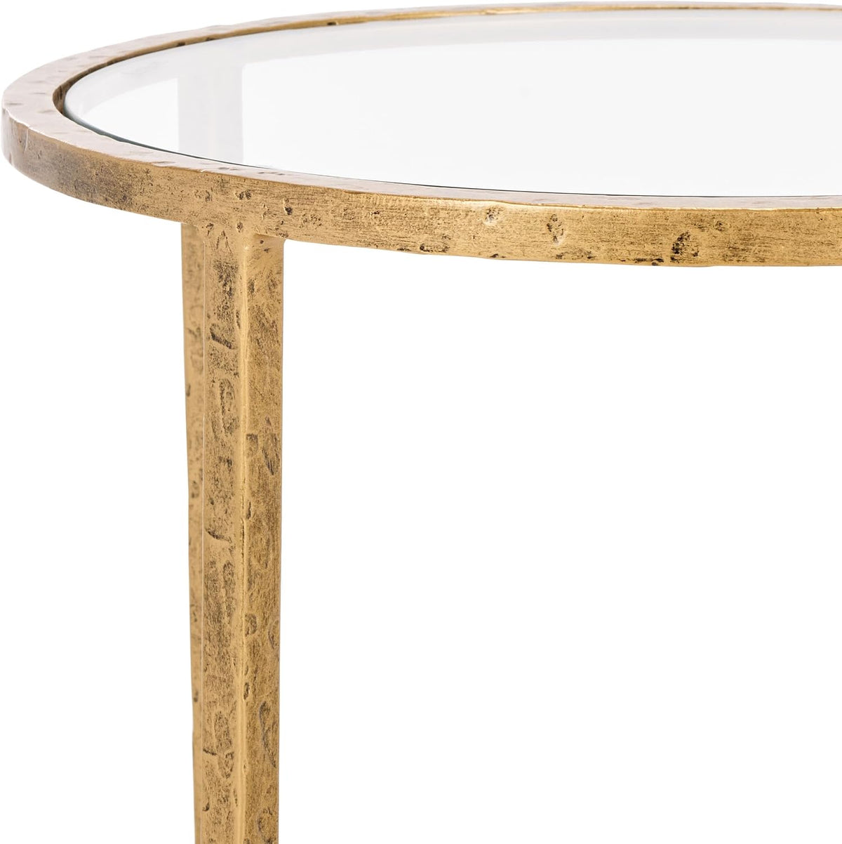 SAFAVIEH Couture Collection Tauri Brass Metal Glass Top Round Accent Table (Fully Assembled)