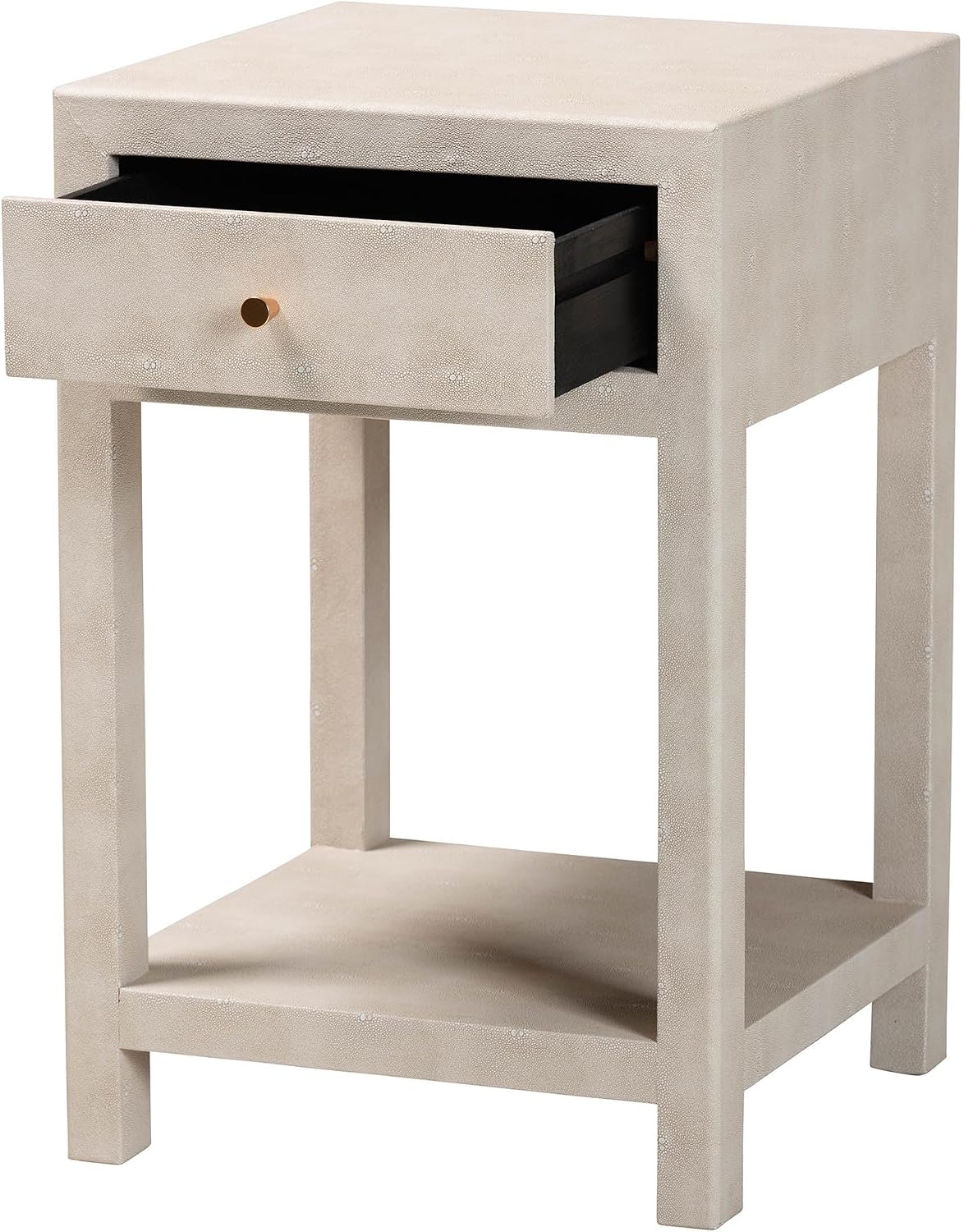 Baxton Studio Dansby Modern Beige Faux Shagreen 1-Drawer End Table