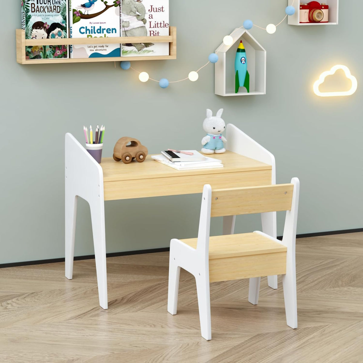 Kids Furniture Set for Bedroom Toddler Table and Chair Set Desk for | Compact toddler table and chair set for ages 2-8. Sturdy MDF wood construction supports play, study, and snack time. Ide