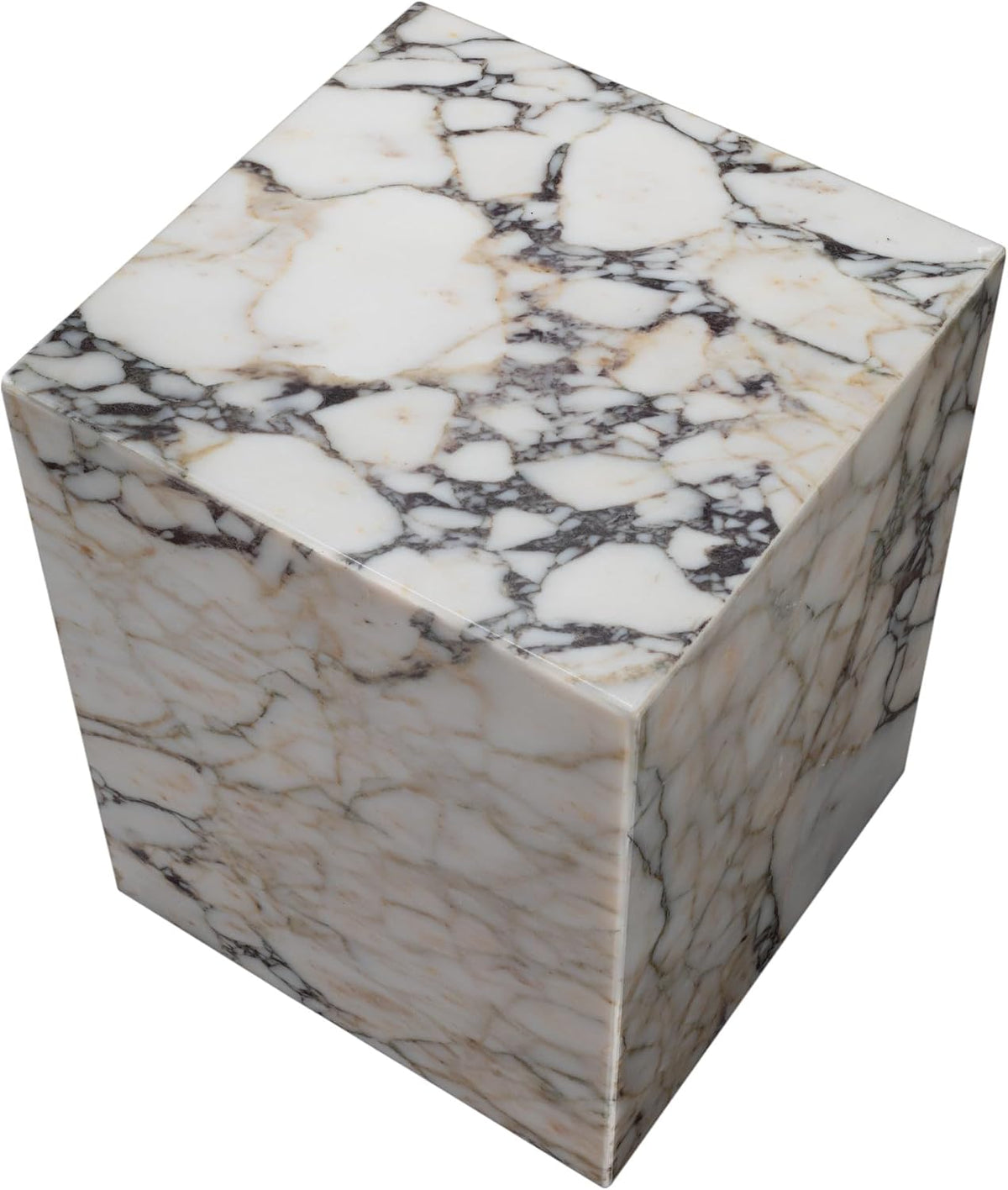 HomeRoots 20" Ivory Marble Square Block End Table