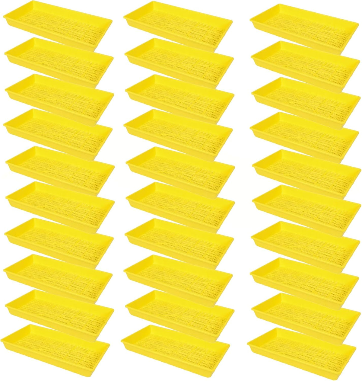 SUNPACK 10" x 20" Heavy Duty Mesh Plastic Seed Starting Tray, Yellow, 2.3" (Pack of 30) - Ensures Water Drainage and Aeration, Perfect for Greenhouses or Indoor Gardening