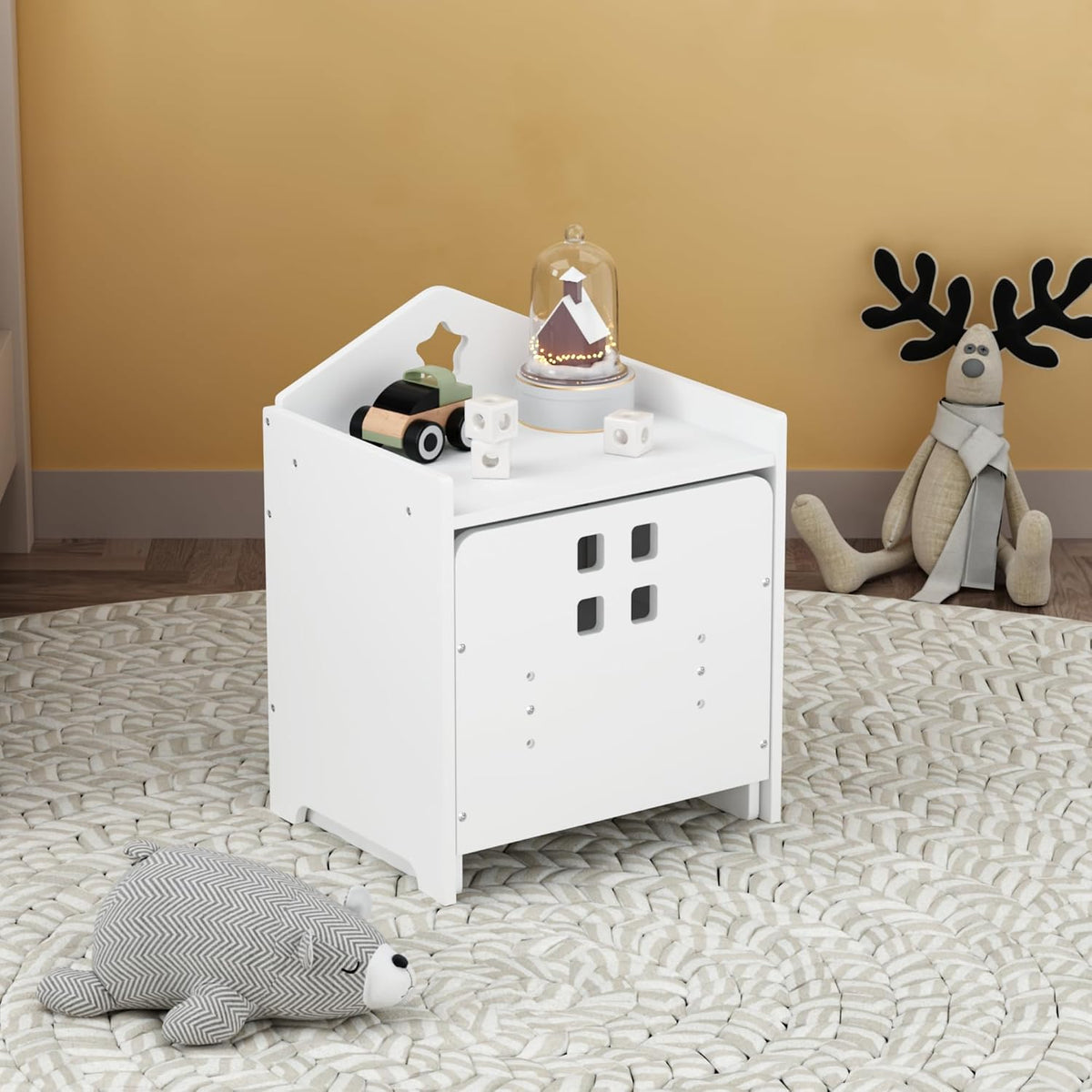 Table and Chair Set 2-Piece Play Table for Boys & Girls | Adjustable seat|Writable back|Space-saving|Study/play/bed