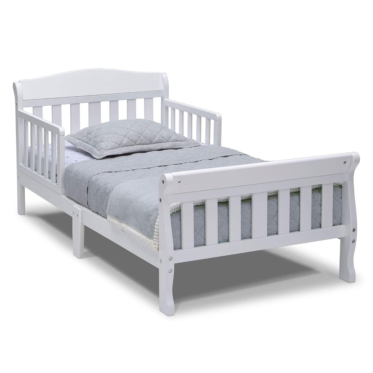 Delta Children 4-Piece Toddler Playroom Set, Pink/White & Canton Toddler Bed, White
