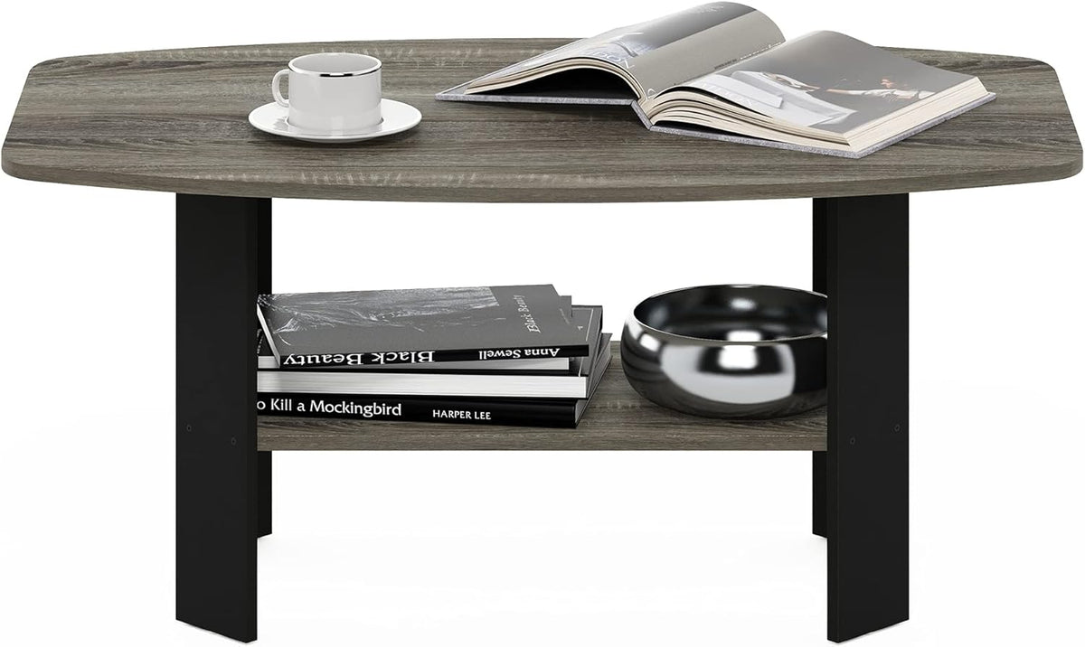 Furinno Simple Design Coffee Table, French Oak Grey/Black