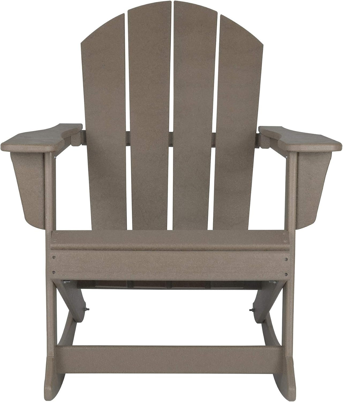 WO Home Furniture Patio Rocking Chair Set of 4 PCS Classic Outdoor HDPE UV Weather Resistant (Weathered Wood)
