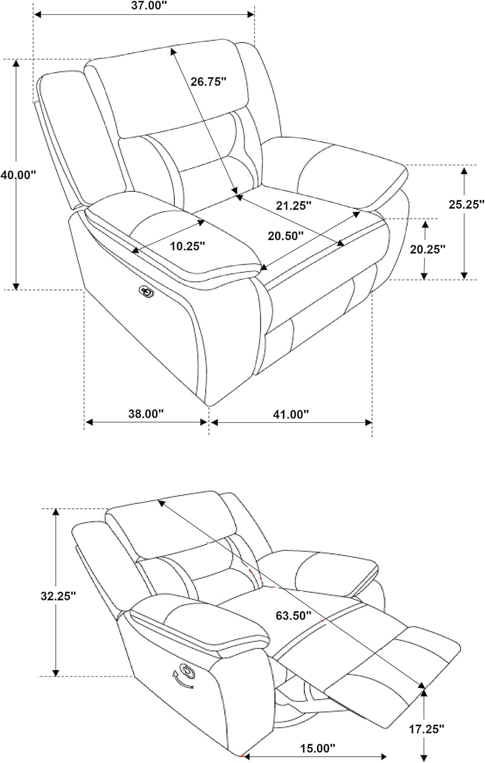 Coaster Home Furnishings - Greer - Leatherette Upholstered Swivel Glider Recliner Chair with Pocket Coil Cushions, Padded Armrests, Contrasting Stitching - Living Room - 41-Inch - Brown - 651356