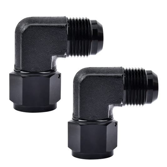 EVIL ENERGY 10AN Female to AN10 Male Flare 90 Degree Swivel Fitting Adapter Aluminium Black 2PCS