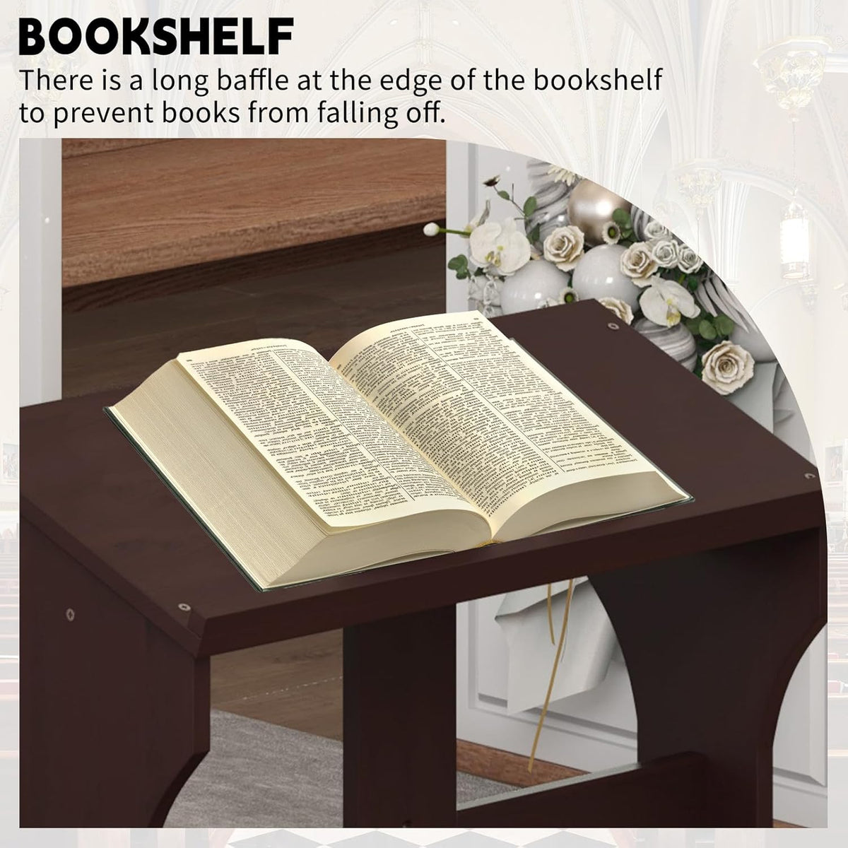 Prayer Kneeler, Wooden Prayer Bench Stool with Shelf and Cushion, Padded Kneeler Shelf for Kneeling at Home, Church Prayer Bench Stool Table