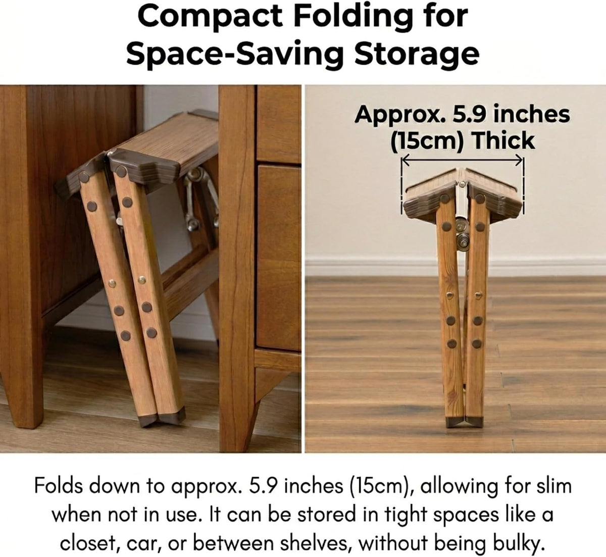 AZUMAYA PC-401 Folding Step 11.5" Inches Height Aluminum Frame Material, W13.0 x D11.0 x H11.5, Wooden Pattern Printed Surface Finish