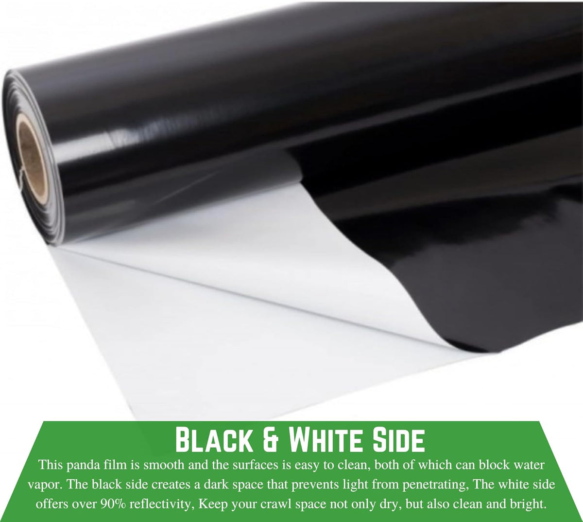 Farm Plastic Supply - Crawl Space Vapor Barrier, 20 mil - Thick Plastic Sheeting, Drop Cloth Moisture Barrier for Crawl Space Encapsulation, Heavy Duty Polyethylene, Black & White Film(24' x 100')