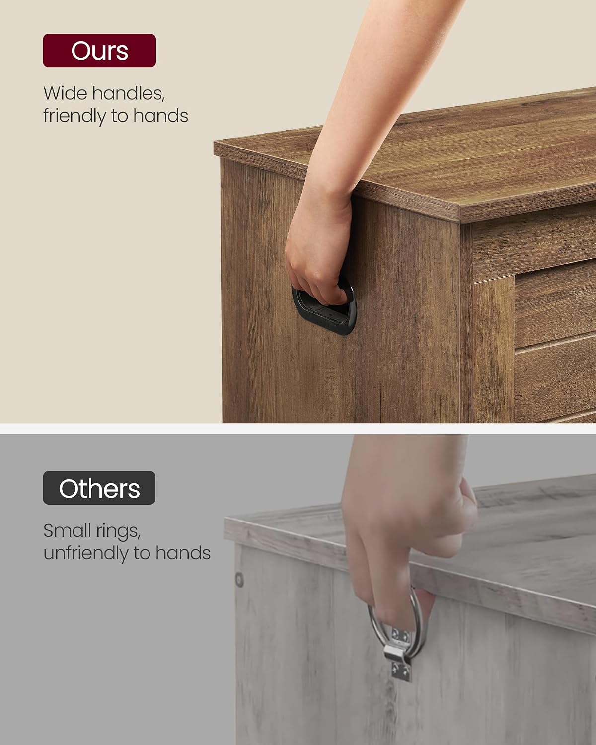 VASAGLE Storage Chest, 39.4 Inches Width Bench with 2 Safety Hinges | Farmhouse Style, for Entryway, Bedroom, Living Room, Honey Brown, SOFIE Collection ULSB061K01
