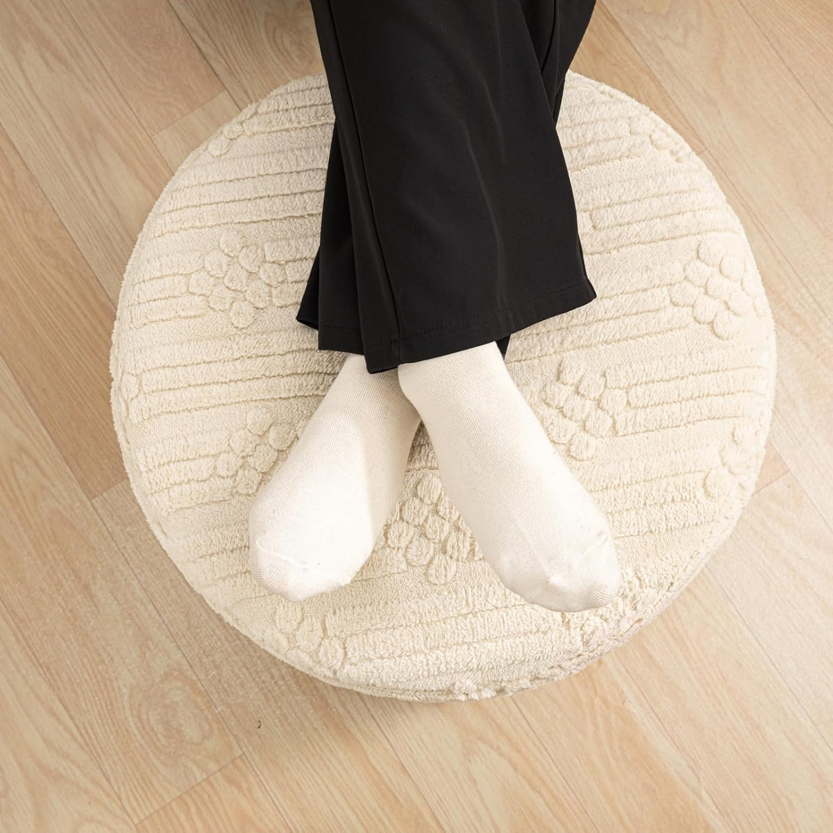 Asuprui Ottoman Foot Rest,Linen,All-in-one Foam Pouf Footstool 20x14 in | Footstool Ottoman,Stuffed Pouf Ottoman,All-in-one Foam Filler, Footrest,Beanbag Chair,Cozy Lounging, Floor Pouf & Chic Decor