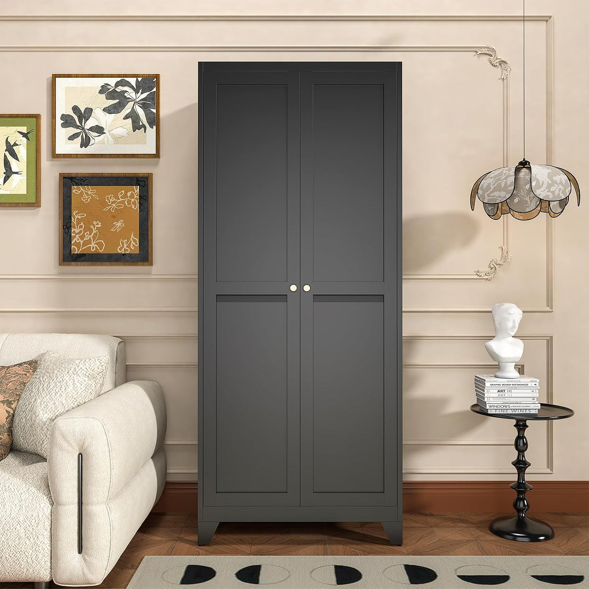 75" Metal Kitchen Pantry Cabinet with Dual Opening Design, Tall Storage Cabinet with Large Capacity, Freestanding Cupboard,Ideal for Small Space Organization, Black
