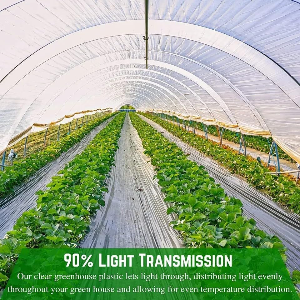 FPS 4-Year Clear 6 mil Greenhouse Sheeting - Transparent, Durable Plastic Film for Greenhouses (28' x 15')