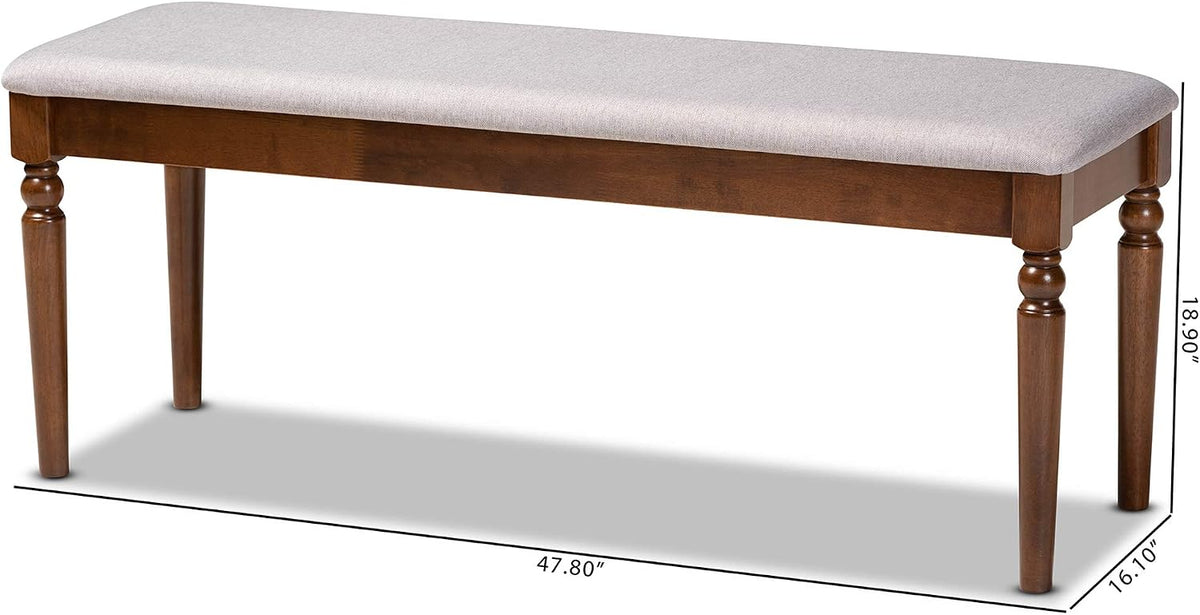 Baxton Studio Giovanni Modern and Contemporary Grey Fabric Upholstered and Walnut Brown Finished Wood Dining Bench