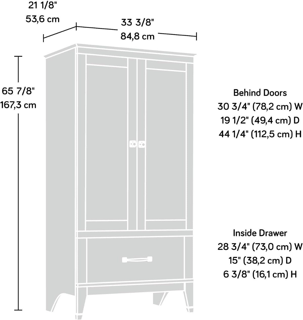 Sauder Carson Forge Armoire, Washington Cherry finish