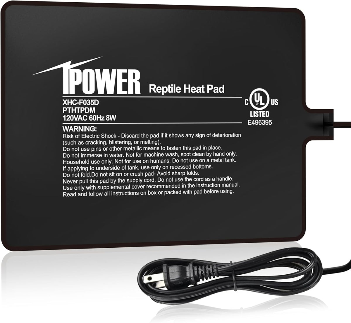 iPower Reptile Heat Pad 6X8 Inch 8W Under Tank Terrarium Warmer Heating Mat for Turtle, Lizard, Frog, Snake, Reptile, and Other Small Animals