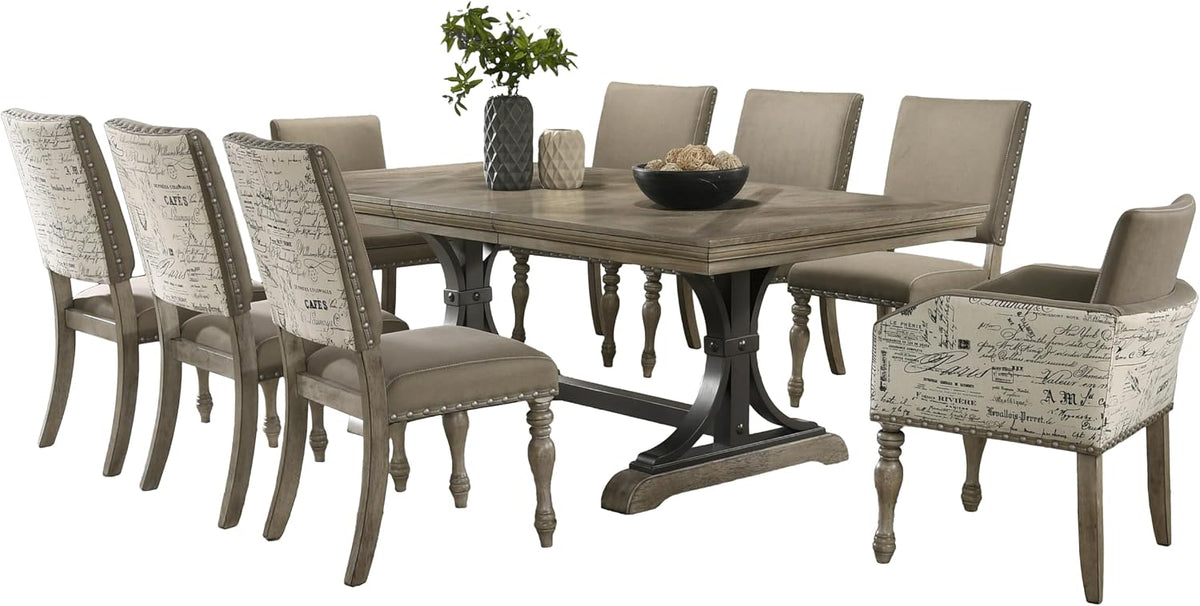 Roundhill Furniture Birmingham Dining Set, One Size, Driftwood Finish