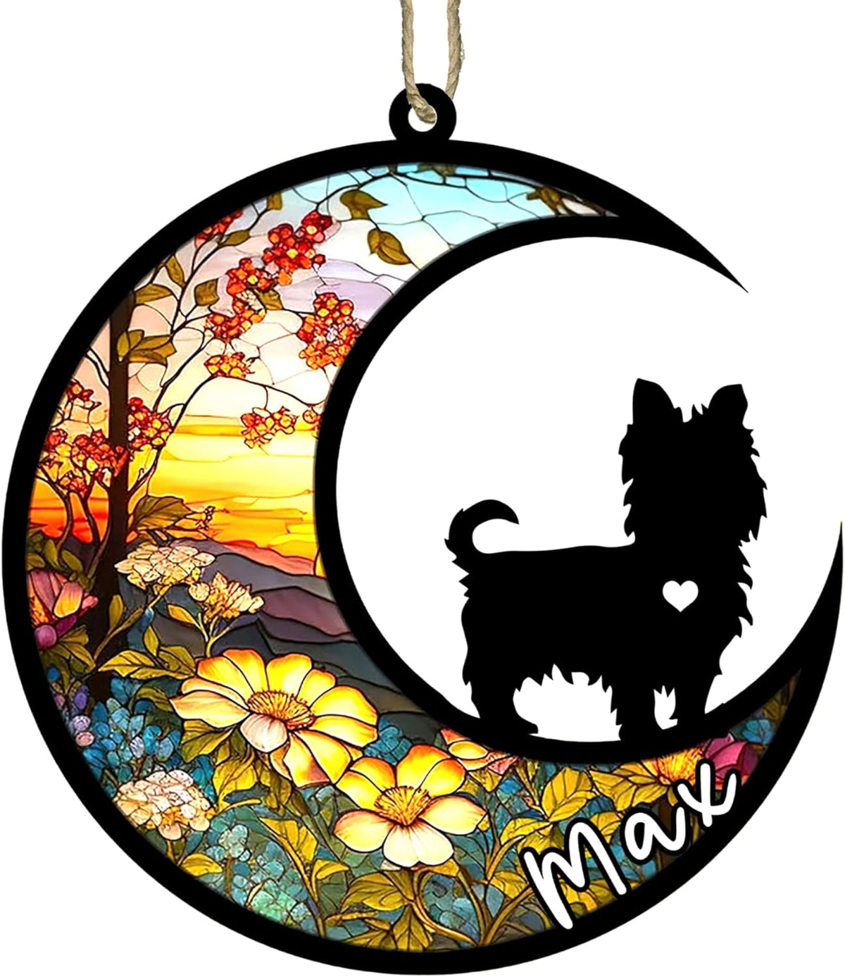 Personalized Dog Memorial, Custom Name Yorkshire Terrier Dog Christmas Ornament with Name, Custom Breeds, Pet Loss Light Catcher, Gifts for Lovers Loss of Pet Sympathy on Mothers Day Christmas