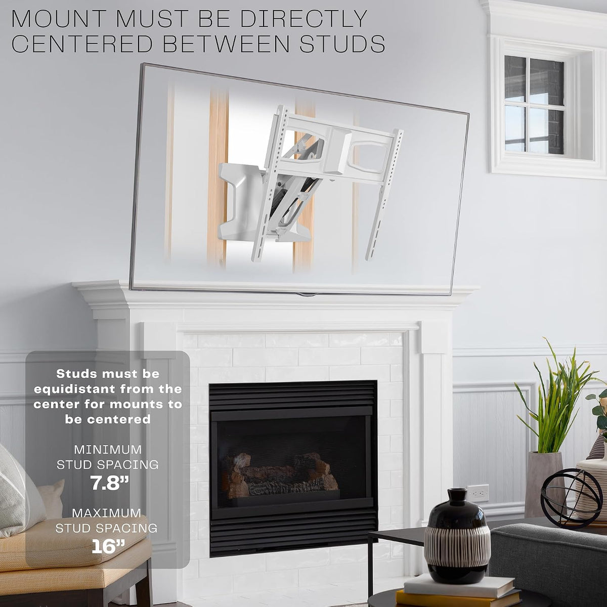 VIVO White Motorized TV Wall Mount for 37 to 70 in Screens, MOUNT-E-M070R-W | Height Adjustable, Above Fireplace, Electric Drop Down Mantel TV Mount with Remote Control, Holds 77 lbs