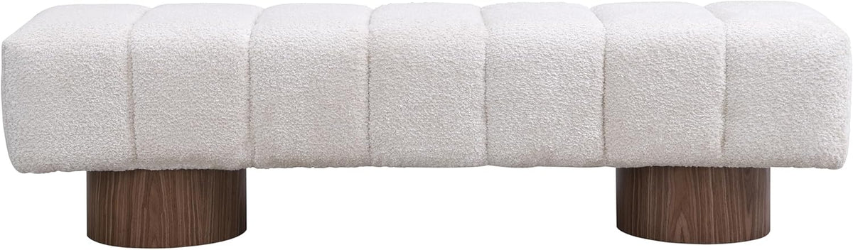 Christopher Knight Home Manila 64" Upholstered Ottoman Bench, Rectangular Dining Seat, Spacious Seating, Long Footstool, Boucle Dining Bench for Living Room Dining Room, No Assembly Needed, Beige