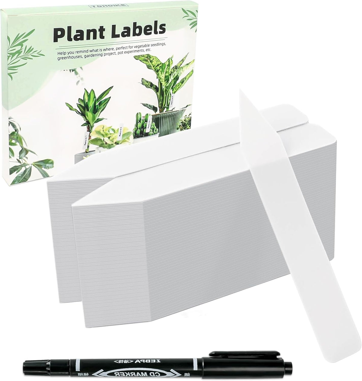 Plant Labels 4 Inch 200Pcs Plastic Plant Name Tags for Seedlings Garden Labels Markers Nursery Plant Tags Seed Labels Stakes with Permanet Marking Pen Plant Markers for Outdoor Garden (White200)