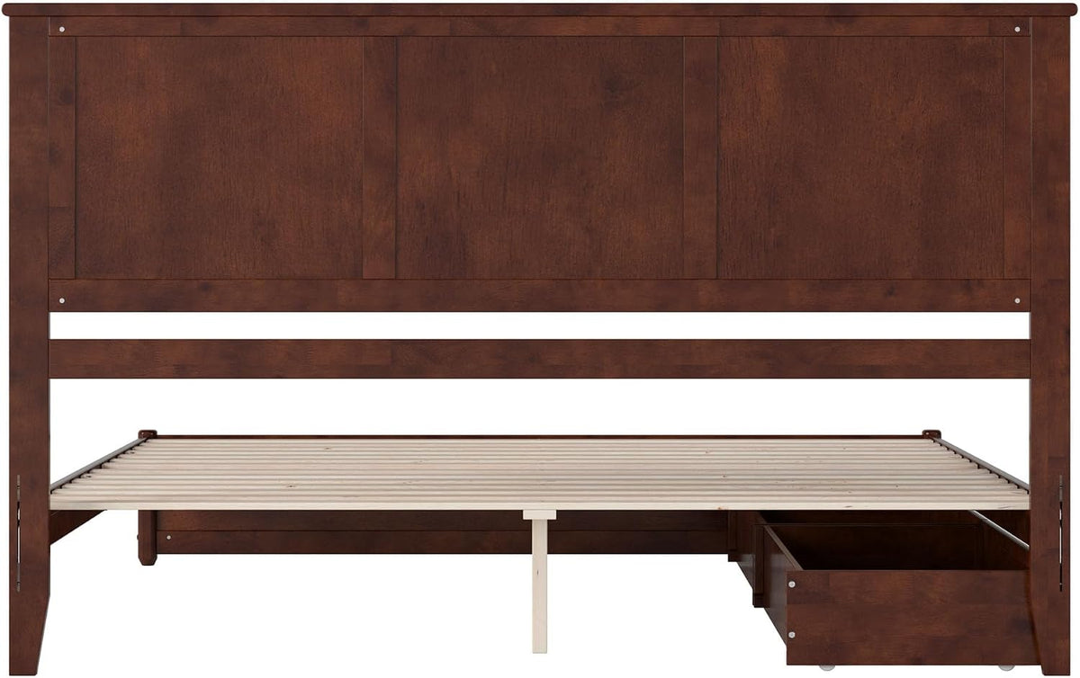 AFI, Felicity King Platform Bed with Panel Footboard & Storage Drawers, Walnut