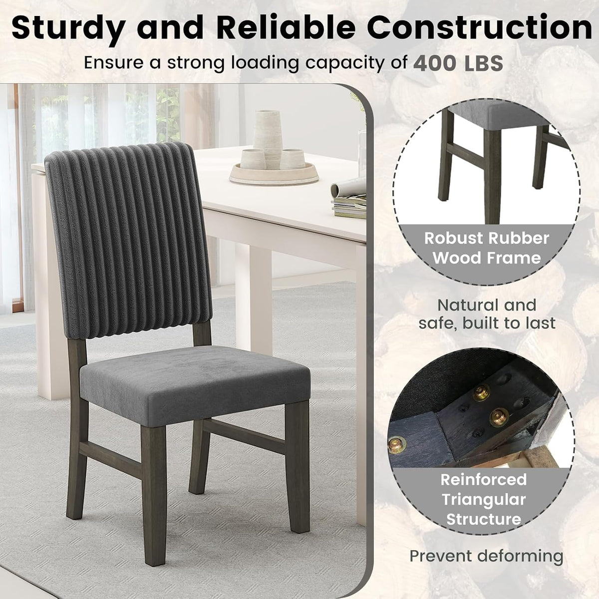 Giantex Dining Chairs Set of 2, Mid-Century Velvet Fabric Upholstered Chairs with Rubber Wood Legs, Thick Padded Seat, High Back, Modern Side Armless Chairs for Kitchen Living Dining Room