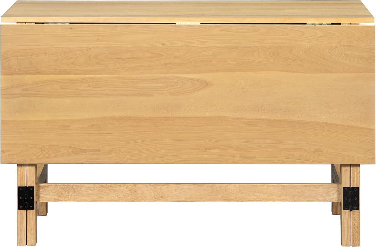 LUMISOL Extendable Dining Room Table for 4, Small Folding Drop Leaf Kitchen Dining Table, 18–36 inch, Space-Saving, Easy Assembly, Natural