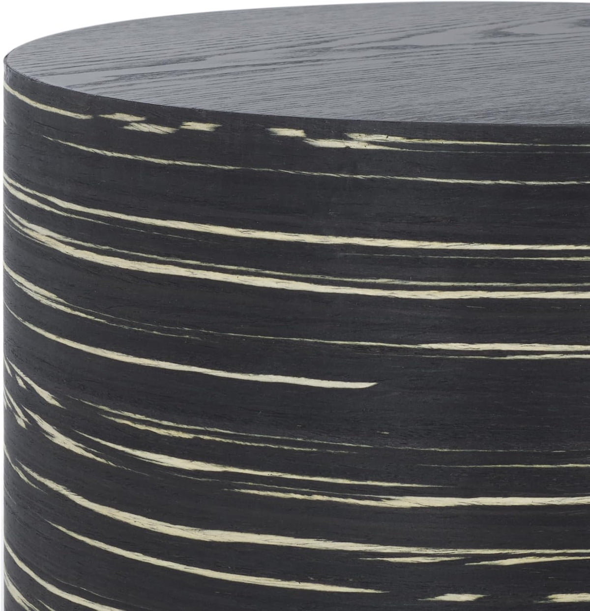 SAFAVIEH Home Collection - Bahan Round Pedestal End Table, Black Modern Stripe Accent Side Table, Fully Assembled (ACC2311A)