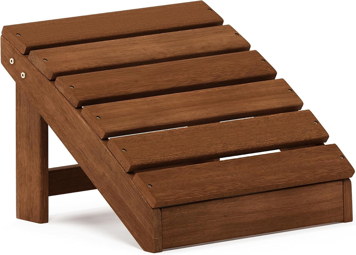 Furinno TIOMAN Outdoor Footstool, Small Adirondack Foot Stool, Vanity Stool, in Teak Oil, for Patio, Garden, Porch, Light Wood