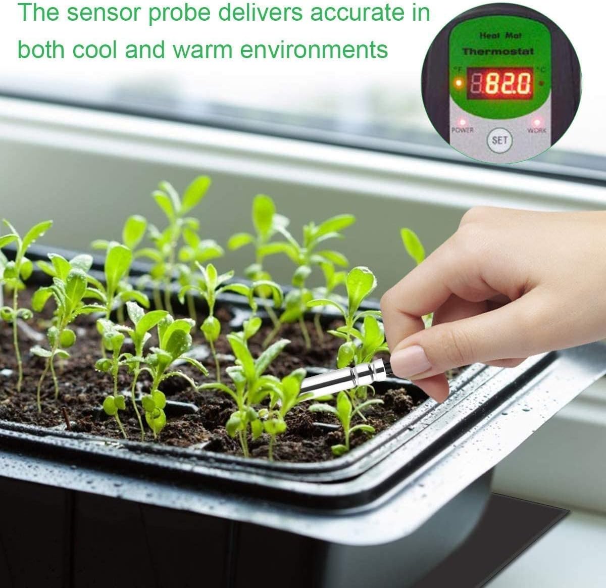 Seedling Heat Mat with Thermostat 40-108 Degrees Fahrenheit Warming Pad, Warm Hydroponic Heating Pad with Controller for Germination, 10" x 20.75" UL & MET-Certified